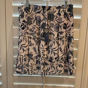 Spartina 449 Blue and Cream Floral A-Line Skirt